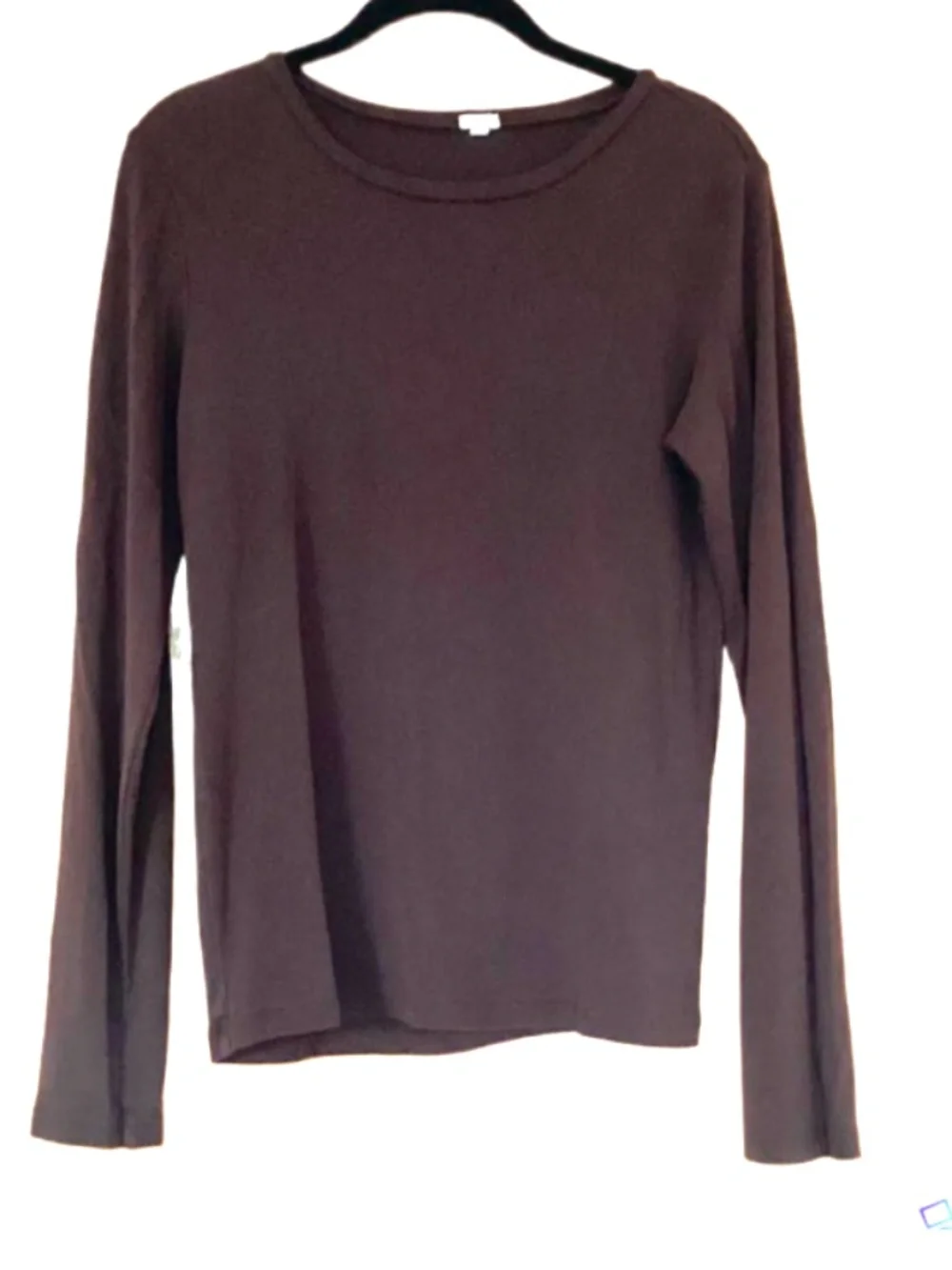 J Crew Womens Brown Ribbed Long Sleeve T Shirt, L
